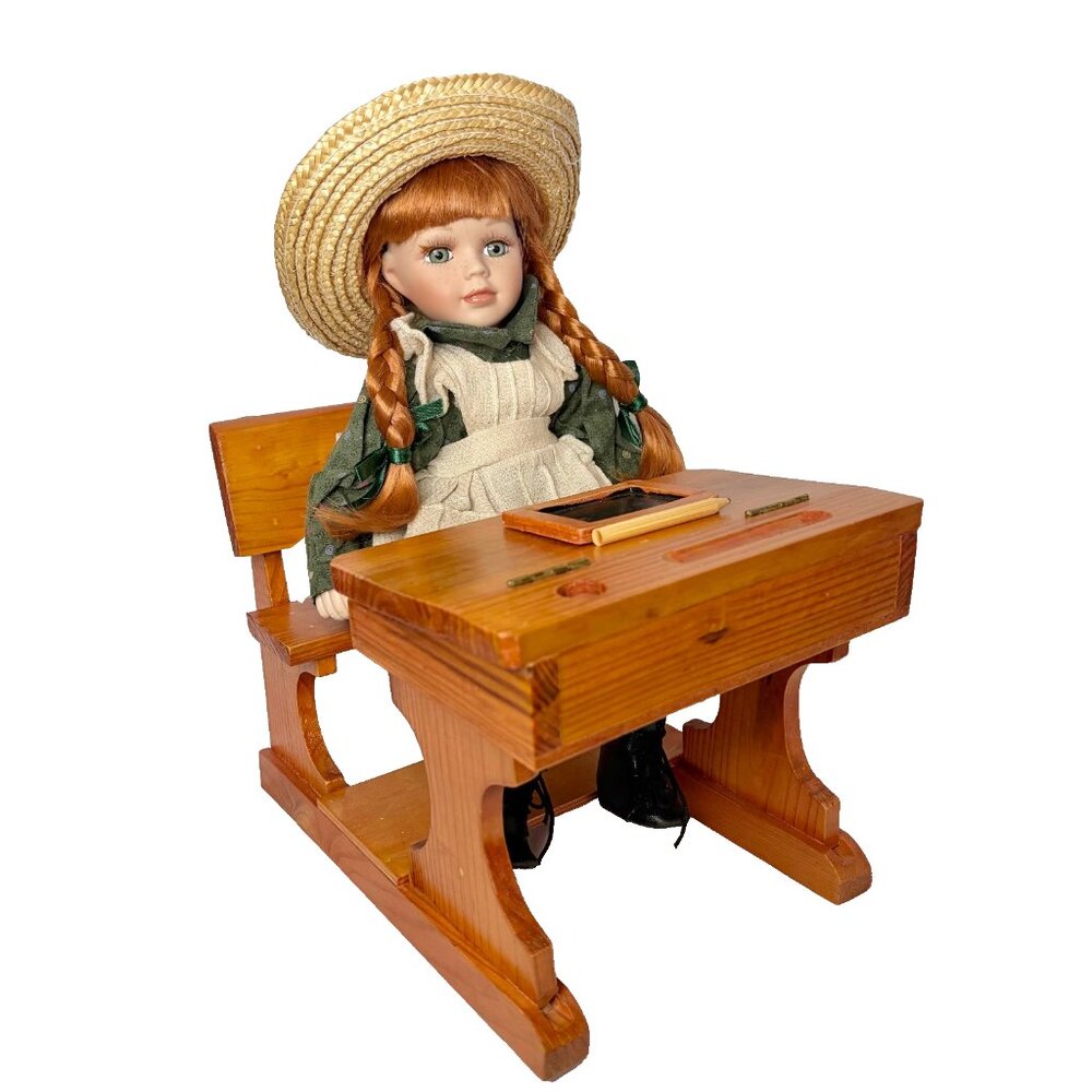 Anne of Green Gables Porcelain Doll 12" School Desk Avonlea Traditions COMPLETE